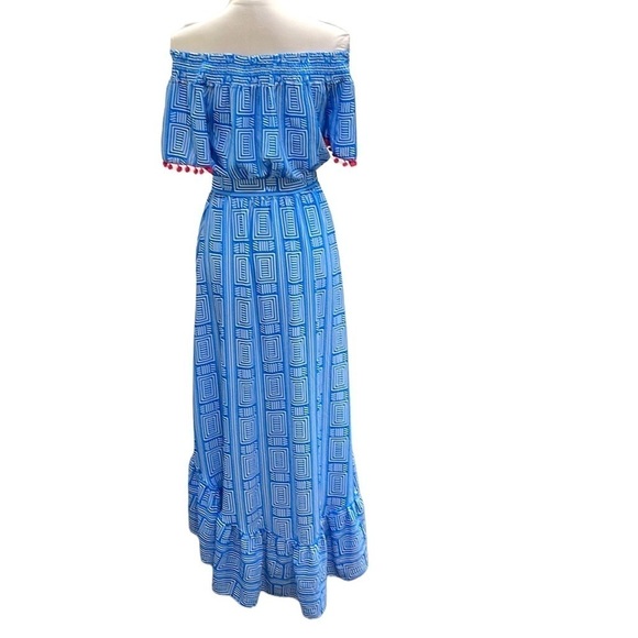 NWT Flying Tomato Geo Print Off Shoulder High Low Maxi Dress SZ S - Picture 3 of 7